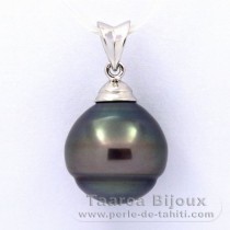 Ciondolo in Argento e 1 Perla di Tahiti Cerchiata B 13.1 mm