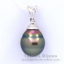 Ciondolo in Argento e 1 Perla di Tahiti Cerchiate C 10.6 mm