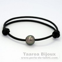 Braccialetto in Cuoio e 1 Perla di Tahiti Semi-Barocca C 10.1 mm