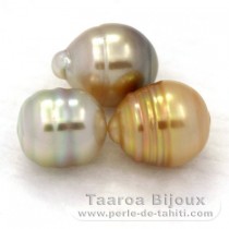 Lotto di 3 Perle di Australia Cerchiate C di 9.1 a 9.8 mm