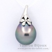 Ciondolo in Argento e 1 Perla di Tahiti Semi-Barocca C 14.4 mm