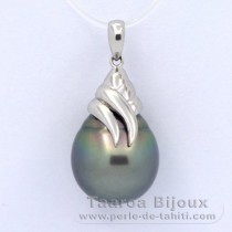 Ciondolo in Argento e 1 Perla di Tahiti Cerchiate C 13.1 mm