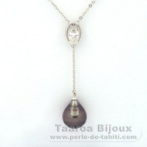 Collana in Argento e 1 Perla di Tahiti Cerchiate C 10.2 mm