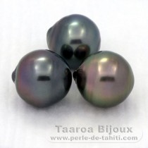 Lotto di 3 Perle di Tahiti Semi-Barroca C di 12.4 a 12.6 mm