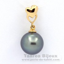 Ciondolo in Oro 18K e 1 Perla di Tahiti Rotonda A 9.9 mm