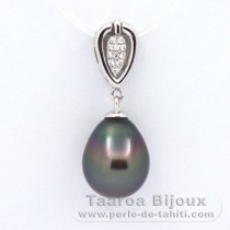 Ciondolo in Argento e 1 Perla di Tahiti Semi-Barocca B 9.4 mm
