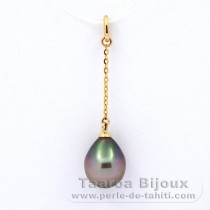 Ciondolo in Oro 18K e 1 Perla di Tahiti Semi-Barocca A 8.9 mm