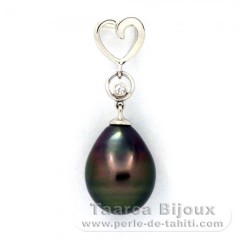 Ciondolo in Argento e 1 Perla di Tahiti Semi-Barocca C 10.5 mm