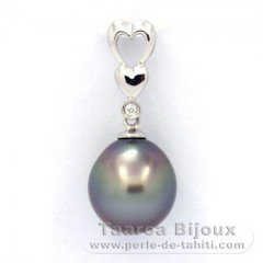 Ciondolo in Argento e 1 Perla di Tahiti Semi-Barocca C 10.5 mm