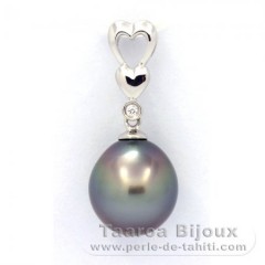 Ciondolo in Argento e 1 Perla di Tahiti Semi-Baroccha C 10.5 mm