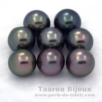 Lotto di 8 Perle di Tahiti Rotonda C di 9 a 9.3 mm
