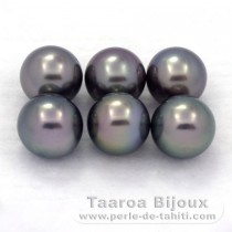 Lotto di 6 Perle di Tahiti Rotonde C di 8.5 a 8.9 mm