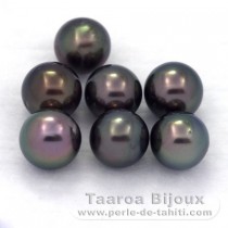 Lotto di 7 Perle di Tahiti Rotonde C di 8 a 8.3 mm