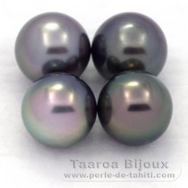 Lotto di 4 Perle di Tahiti Rotonda C di 9.1 a 9.4 mm
