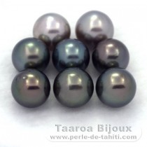 Lotto di 8 Perle di Tahiti Rotonda C di 8 a 8.3 mm