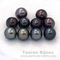Lotto di 10 Perle di Tahiti Rotonda C di 8 a 8.3 mm