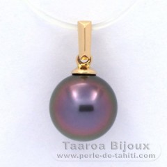 Ciondolo in Oro 18K e 1 Perla di Tahiti Rotonda B 9.6 mm