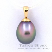 Ciondolo in Oro 18K e 1 Perla di Tahiti Semi-Barocca A 8.7 mm