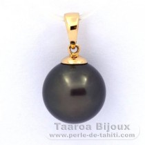 Ciondolo in Oro 18K e 1 Perla di Tahiti Rotonda B 11 mm