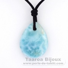 Collana in Cotone e 1 Larimar - 20 x 16 x 5.8 mm - 3.1 gr