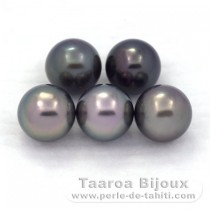 Lotto di 5 Perle di Tahiti Rotonda C 8.4 mm