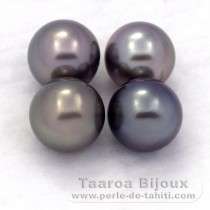 Lotto di 4 Perle di Tahiti Rotonda C di 8.1 a 8.4 mm