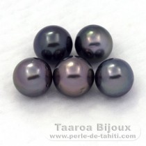 Lotto di 5 Perle di Tahiti Rotonda D di 8 a 8.4 mm