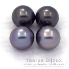 Lotto di 4 Perle di Tahiti Rotonda C di 8.6 a 8.9 mm