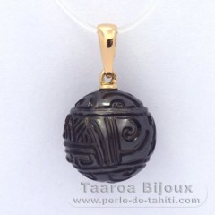 Ciondolo in Oro 18K e 1 Perla di Tahiti Incisa 12.3 mm