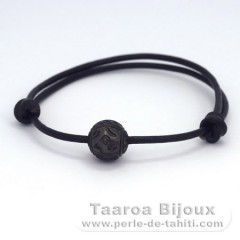 Braccialetto in Cuoio e 1 Perla di Tahiti Incisa 11.5 mm