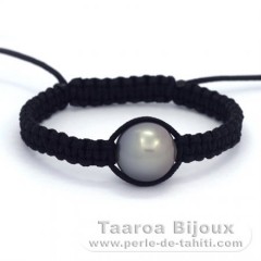 Braccialetto in Nylon e 1 Perla di Tahiti Semi-Barocca C 13.3 mm