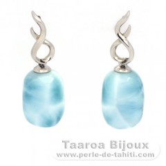 Orecchini in Argento e 2 Larimar - 13 x 9 x 7.5 mm - 3.4 gr