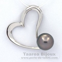 Ciondolo in Argento e 1 Perla di Tahiti Semi-Barocca B 10.3 mm