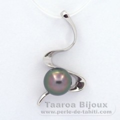 Ciondolo in Argento e 1 Perla di Tahiti Semi-Barocca B 9.1 mm