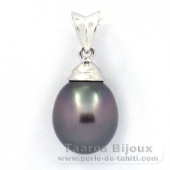 Ciondolo in Argento e 1 Perla di Tahiti Semi-Barocca B 9.6 mm