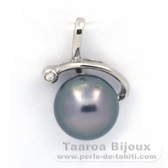 Ciondolo in Argento e 1 Perla di Tahiti Semi-Barocca B 9.6 mm