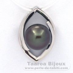 Ciondolo in Argento e 1 Perla di Tahiti Semi-Barocca B 9.6 mm