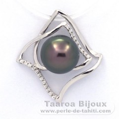 Ciondolo in Argento e 1 Perla di Tahiti Rotonda C 9.6 mm