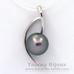 Ciondolo in Argento e 1 Perla di Tahiti Semi-Barocca C 8.9 mm