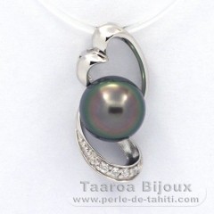 Ciondolo in Argento e 1 Perla di Tahiti Semi-Barocca B 8.4 mm
