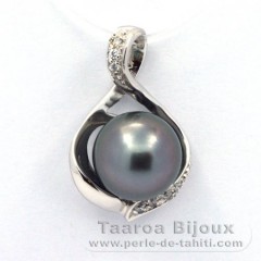Ciondolo in Argento e 1 Perla di Tahiti Semi-Rotonda C 9.9 mm