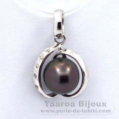 Ciondolo in Argento e 1 Perla di Tahiti Semi-Barocca C 8.2 mm