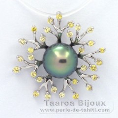 Ciondolo in Argento e 1 Perla di Tahiti Semi-Barocca B+ 9.3 mm