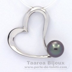 Ciondolo in Argento e 1 Perla di Tahiti Semi-Barocca B 8.9 mm