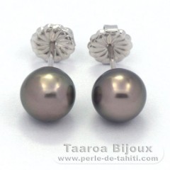 Orecchini in Argento e 2 Perle di Tahiti Rotonda C 8.4 mm