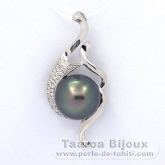 Ciondolo in Argento e 1 Perla di Tahiti Semi-Barocca C 11.2 mm