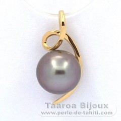Ciondolo in Oro 18K e 1 Perla di Tahiti Rotonda B 9.9 mm