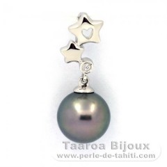Ciondolo in Argento e 1 Perla di Tahiti Rotonda C 9.4 mm