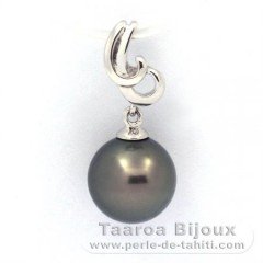 Ciondolo in Argento e 1 Perla di Tahiti Rotonda C 9.6 mm