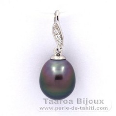 Ciondolo in Argento e 1 Perla di Tahiti Semi-Barocca B 8.9 mm